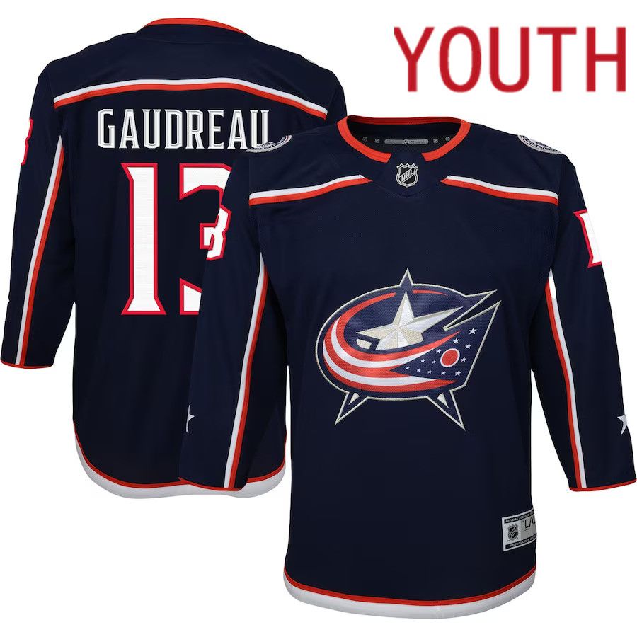 Youth Columbus Blue Jackets 13 Johnny Gaudreau Navy 2022-23 Premier Player NHL Jersey